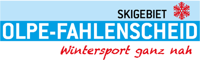 Logo für das Skigebiet Olpe-Fahlenscheid mit einer roten Schneeflocke und dem Text "Wintersport ganz nah" darunter, der auf ein nahe gelegenes Wintersportgebiet hinweist.